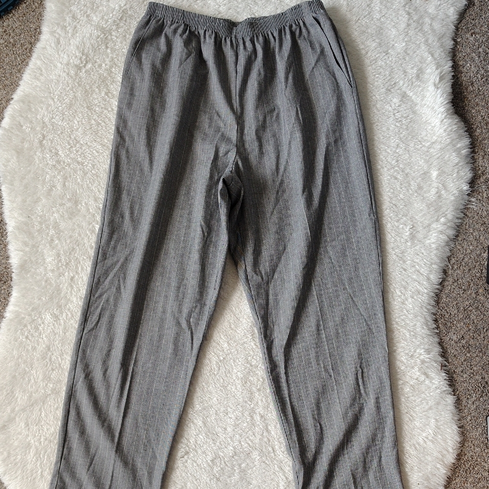 Petite Pinstripe Gray Pants
